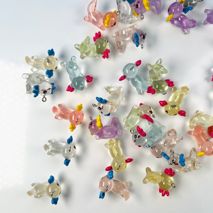 GLOW IN THE DARK Axolotl charms for slime 2pcs