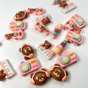 Music Bear charms for slime 2pcs
