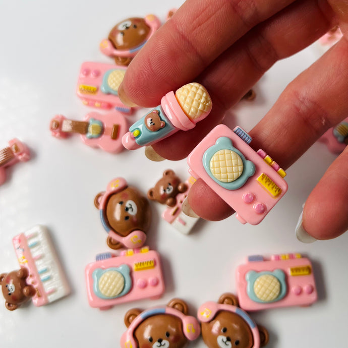 Music Bear charms for slime 2pcs